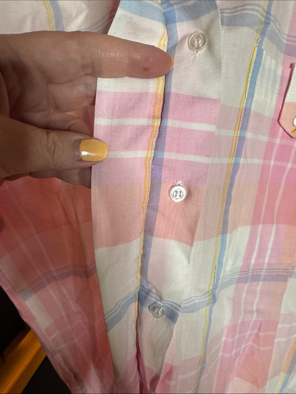 Vintage Diane Von Furstenberg Pastel Plaid Button Up Shirt Pink Size Medium - Picture 8 of 9